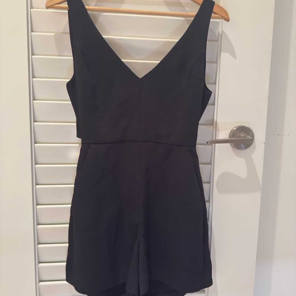 Aritzia Black V-Neck Sleeveless Mini Dress